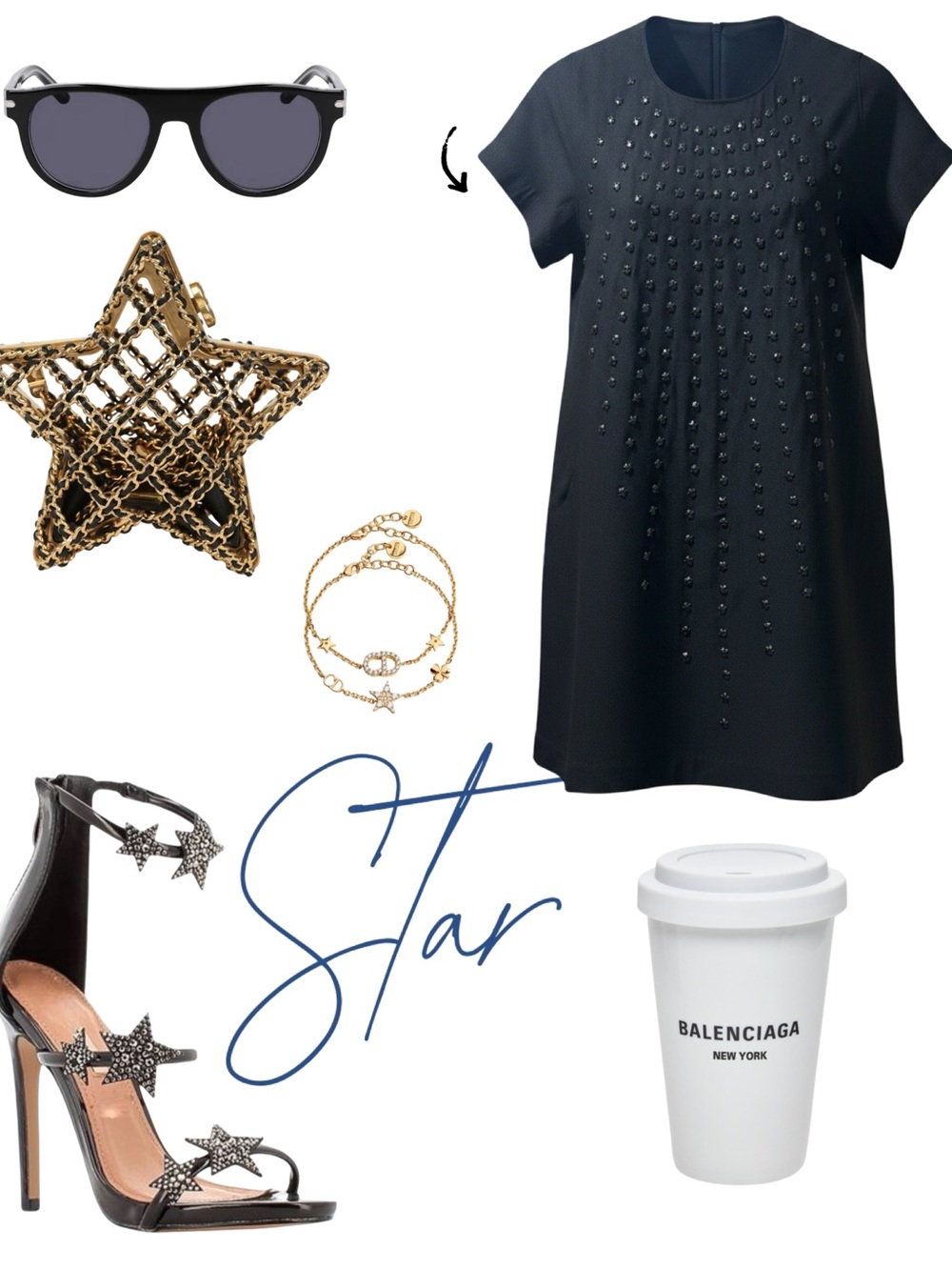 SOLD- Karta Black Studded Short Sleeve Shift Dress